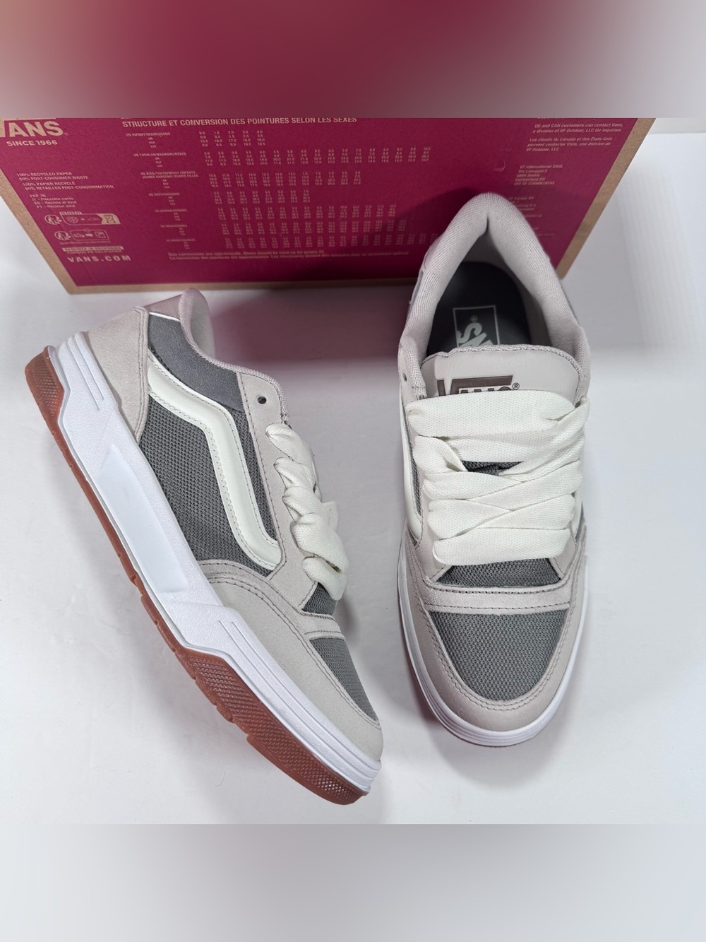 Vans Hylane Frost Gray White Chunky Lace Up Skate Shoe Sneakers Women 9.5 Men 8